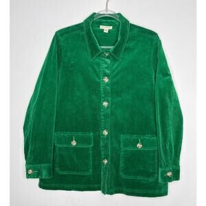 Appleseed’s 2010s Green Corduroy Jacket Shirt Jacket Shacket M